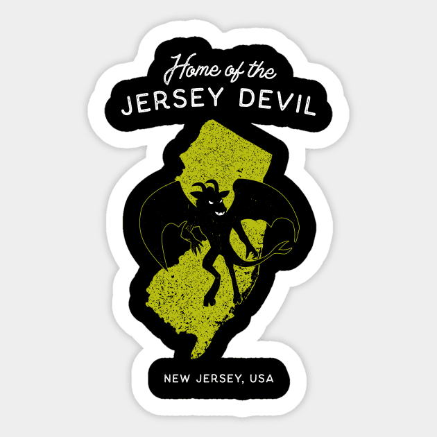 Home of the Jersey Devil - New Jersey, USA Sticker by Strangeology